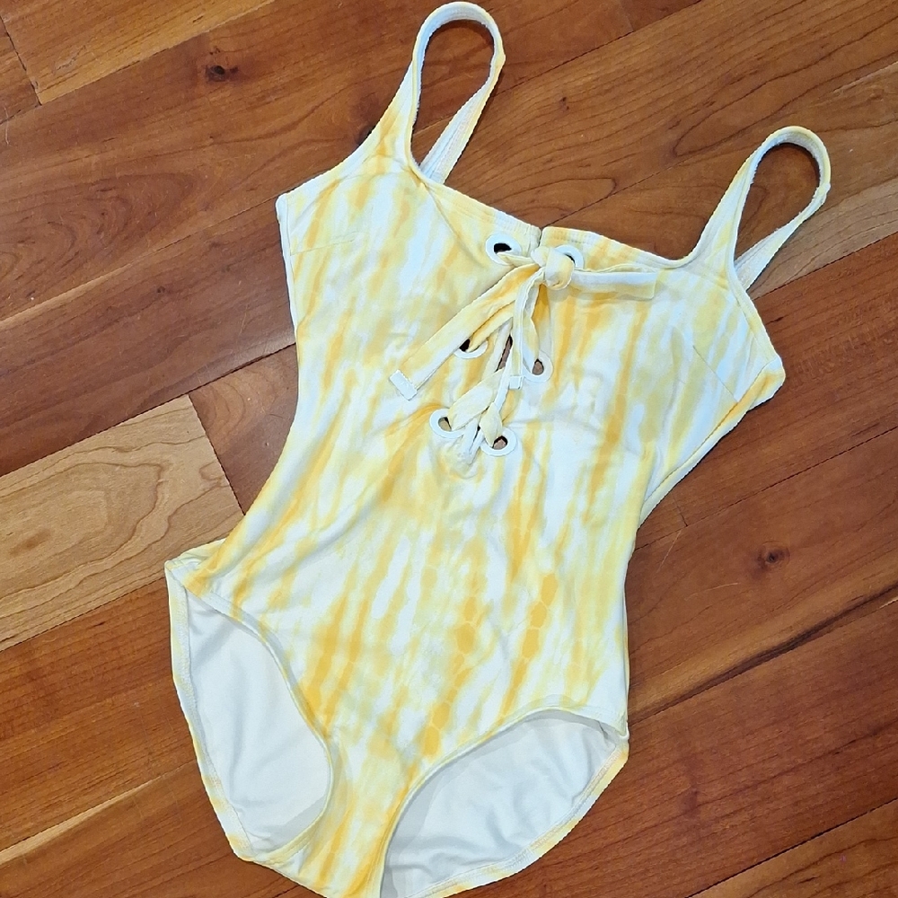 Michael Kors Yellow Tie-Dye One-Piece Swimsuit New